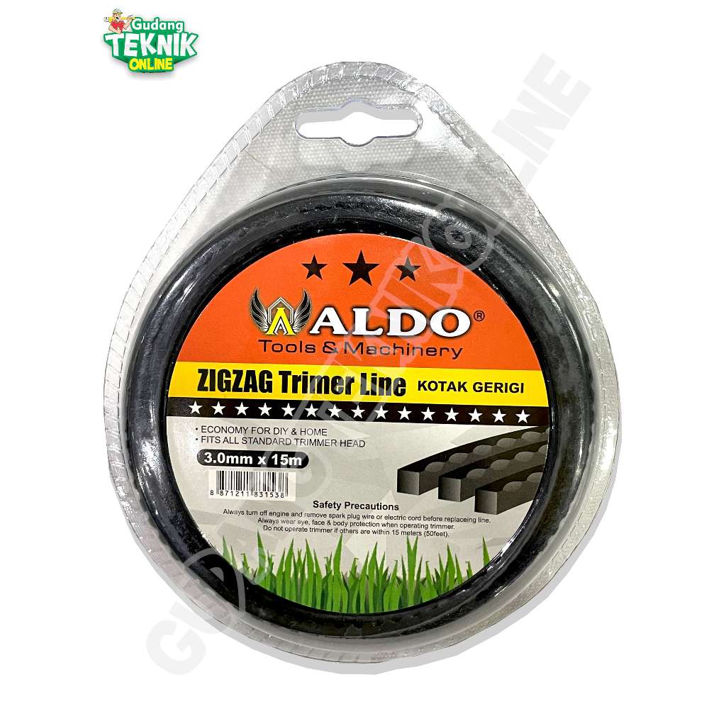 ALDO Tali Senar Potong Rumput 3x15m ALDO HITAM KOTAK GERIGI ZIGZAG / Mata Pisau Senar Bulat Mesin Pe