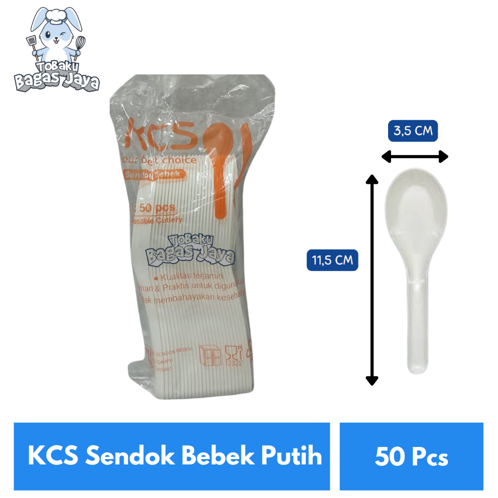 KCS Sendok Bebek Plastik Warna Putih 50 Pcs