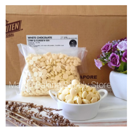 

VAN HOUTEN Milk White Chocolate Callets Couverture Button 28% 200 gr PLUS COOLER BAG