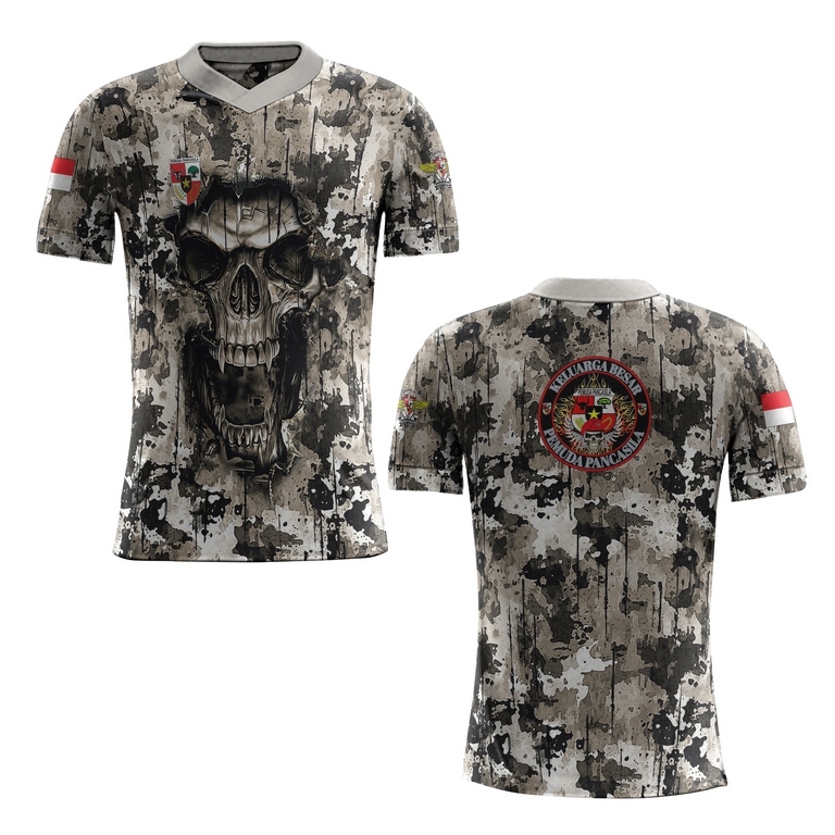 kaos pria baju pemuda pancasila - jersey pemuda pancasila loreng hitam putih bahan dryfit [BISA COD]
