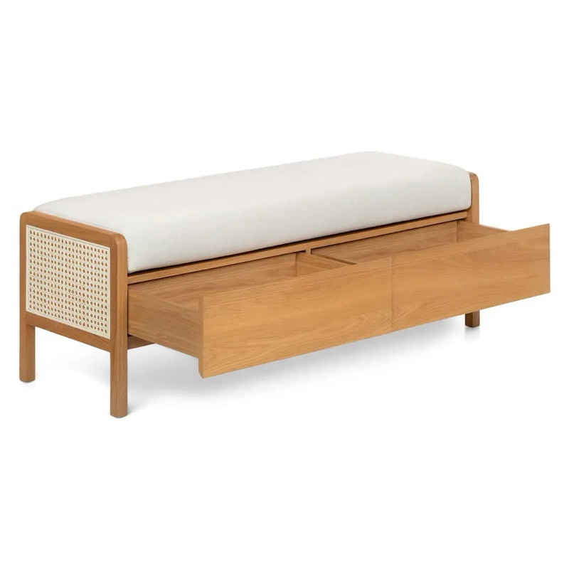 𝘿𝙤𝙠𝙩𝙚𝙧 𝙆𝙖𝙮𝙪 - Bench Sofa Kayu Panjang 150cm Model Mix Rotan + Laci Penyimpanan, Elegan dan Fungsiona