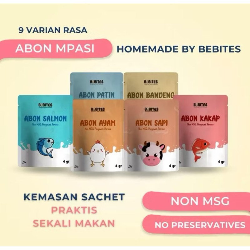 

BEBITES - Abon MPASI Bayi Halal / Abon Sachet Sehat Tanpa Pengawet Tanpa MSG