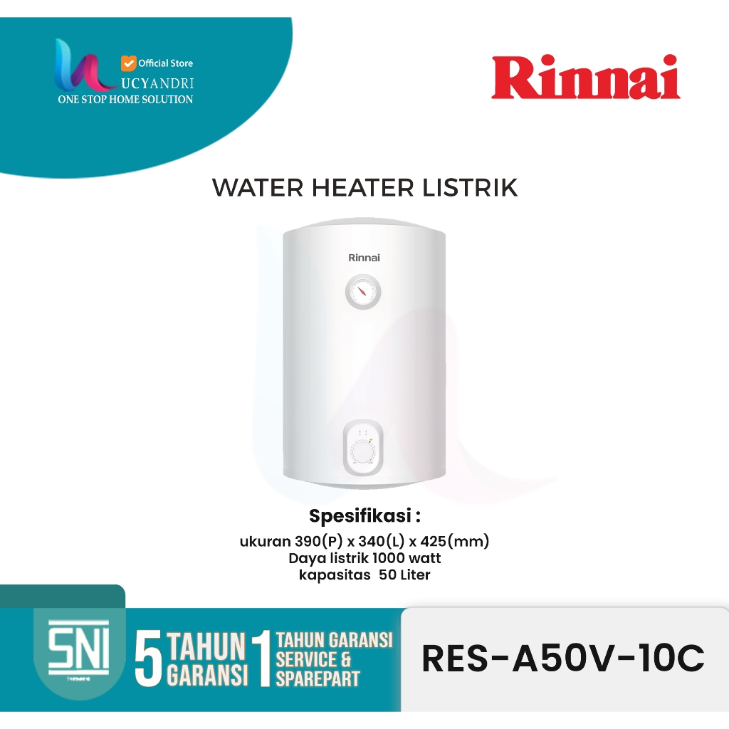 Water Heater Listrik Rinnai 50 Liter (Vertical) RES A50V-10C