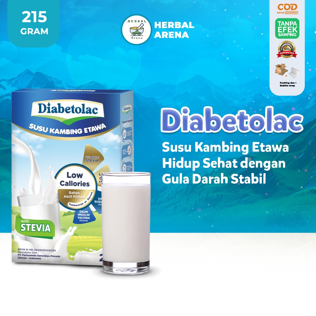 

Diabetolac Susu Kambing Murni dengan Tinggi Serat Rendah Kalori 215 Gram