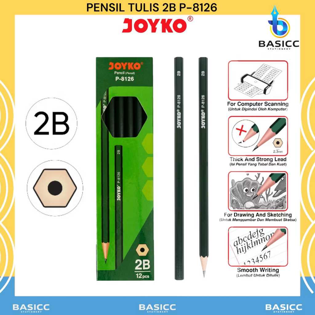 

Joyko Pensil Tulis 2B P-8126 | @1Box=12 Pencil