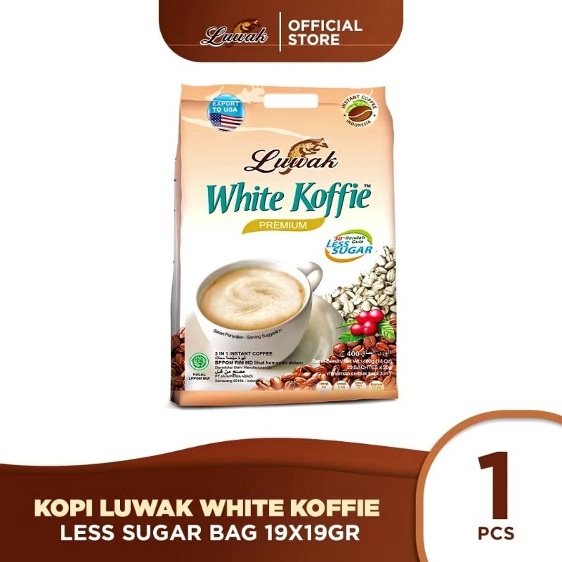 

Luwak White coffe bag less sugar 19 x 19 gram