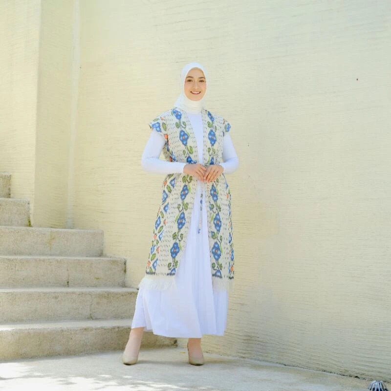 Long Outer Kain Tenun Putih