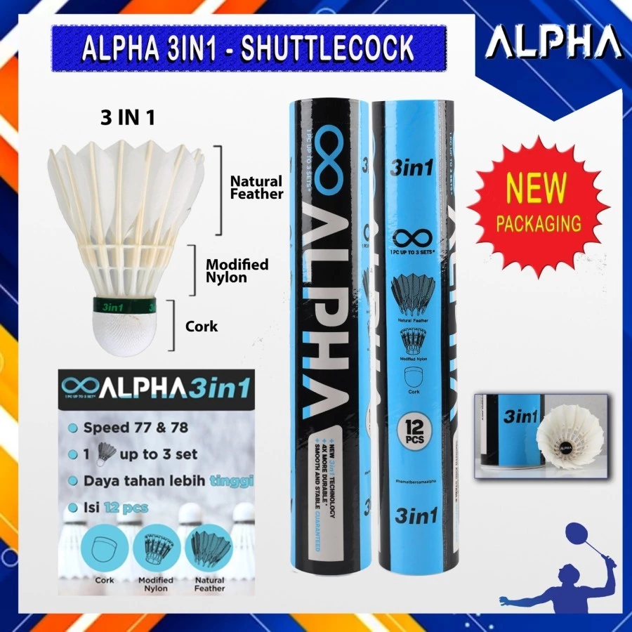 Alpha 3in1 Shuttlecock Black