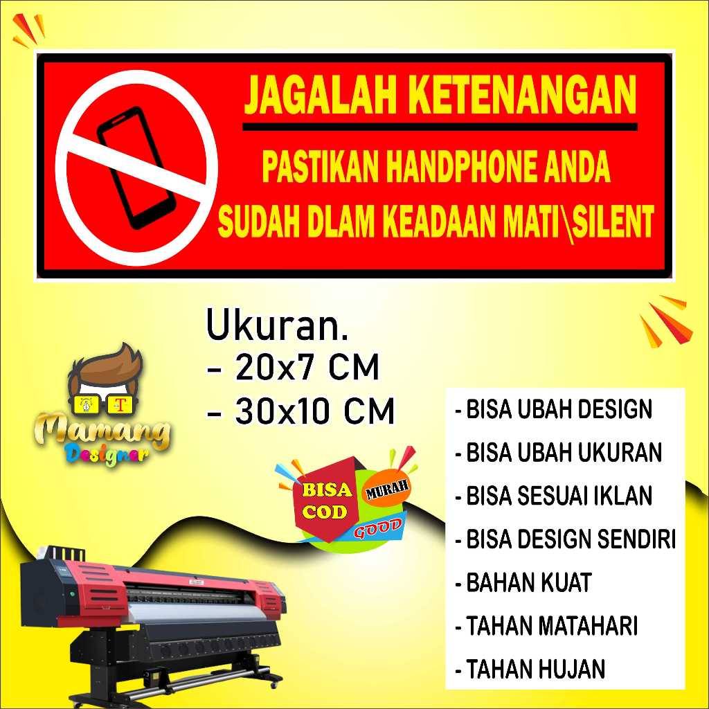 

Sticker Tempelan Dinding Tulisan Jagalah Ketenangan Bahan Kuata Merah