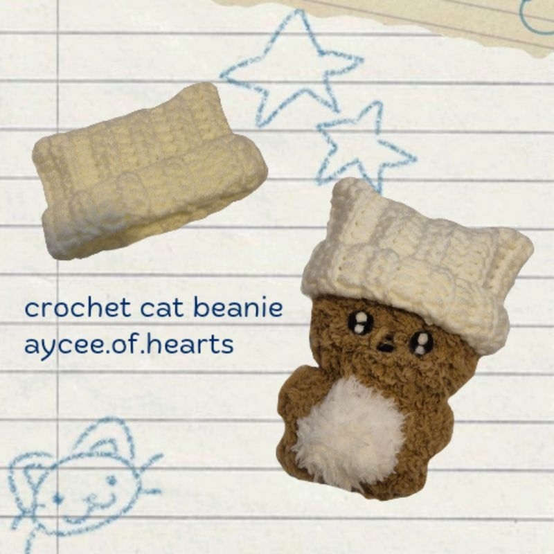 crochet cat beanie hat for 10cm dolls topi rajut boneka lucu baju accessories clothes kpop