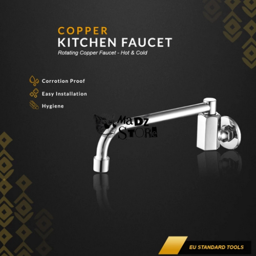 Keran Kran Air Panas Dingin Wall Faucet Keran Kran Air Panjang Putar Bak Cuci Piring Wastafel Dapur 