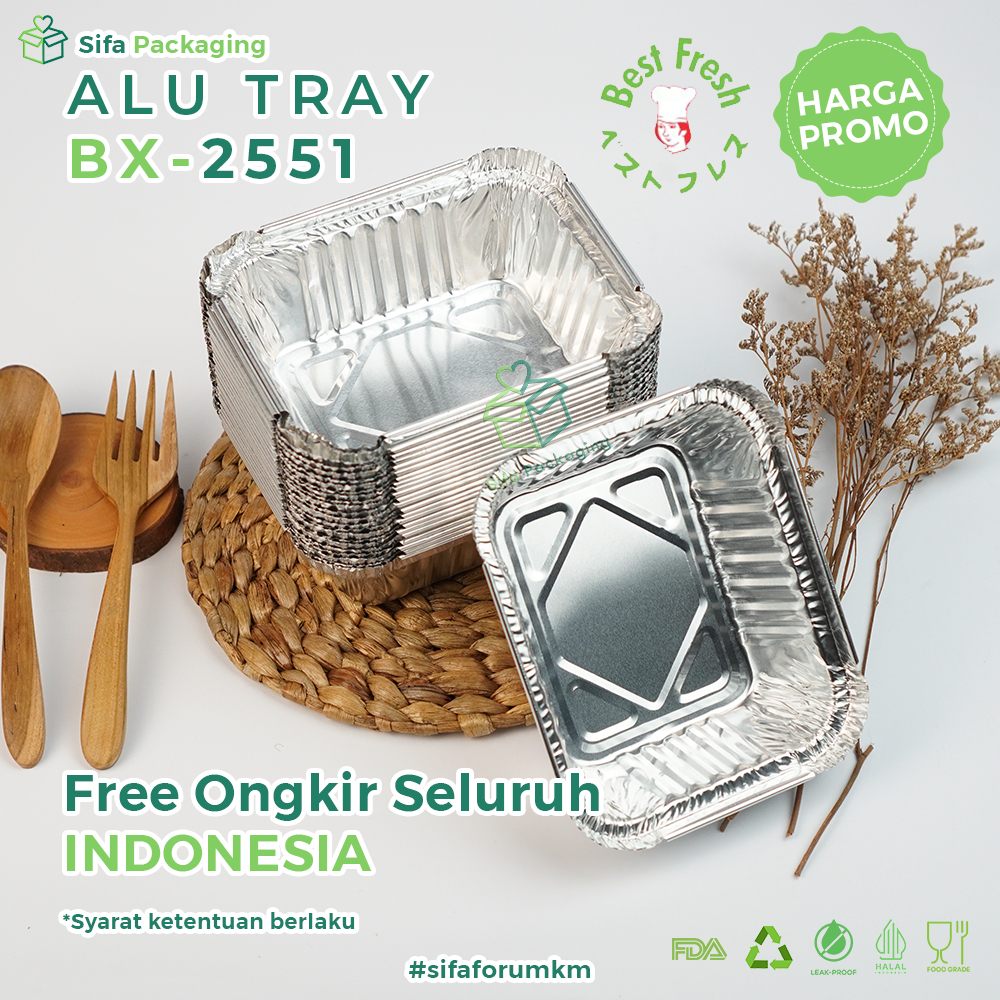Alumunium Foil Tray Cup BX 2551 + Tutup Spaghetti Brulee Mentai Rice Dimsum Mentai Macaroni Schotel 
