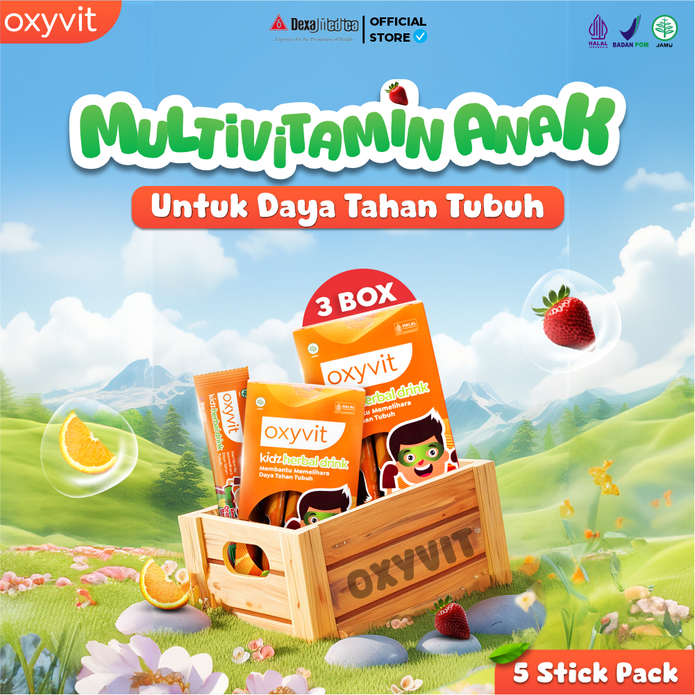 

3 Box Oxyvit Kidz Herbal Drink - Membantu Menjaga Imunitas Tubuh Anak - Rasa Orange Berry
