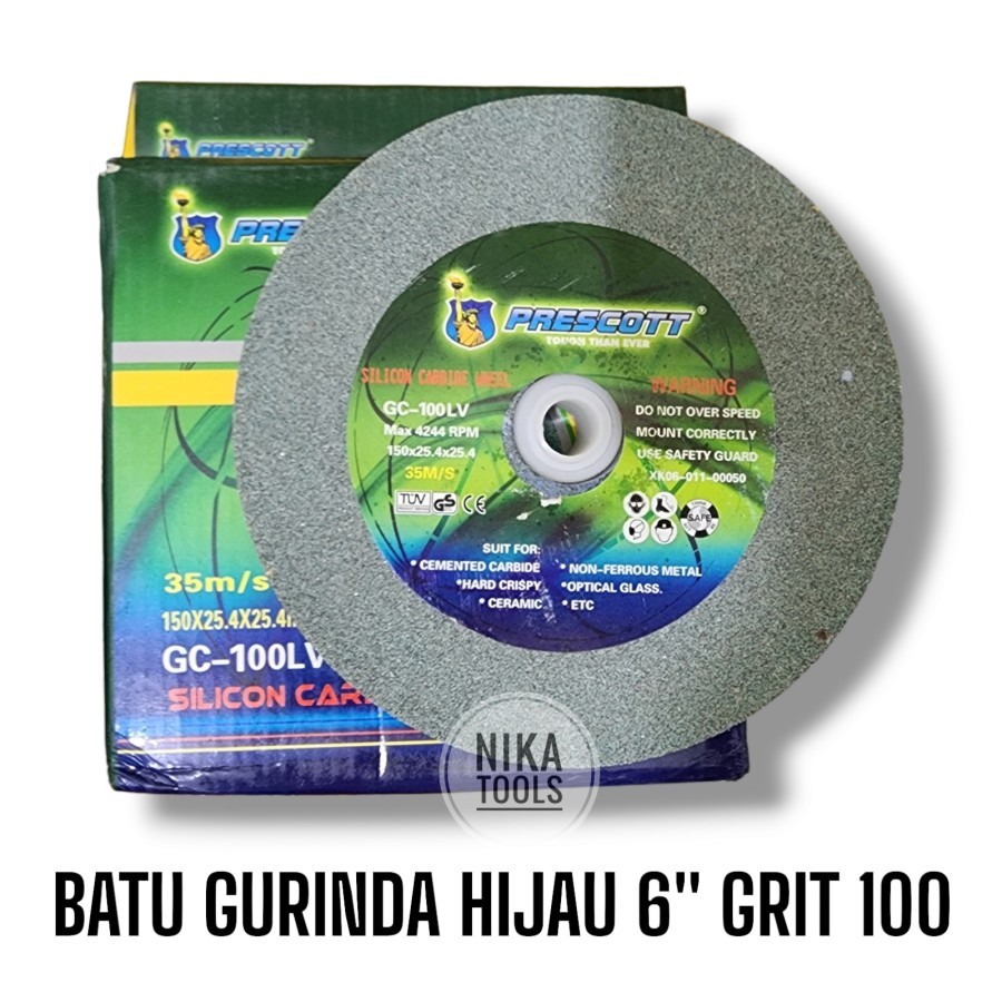 Batu Gerinda Gurinda Hijau Duduk 6 Inch Grit 100  Poles Hijau Batu Asah Akik