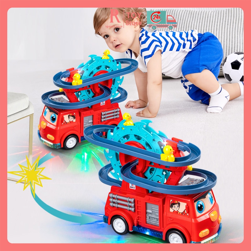 igoods.rose Mainan Track Racing Seluncuran Bebek dan Dinosaurus Naik Tangga Mainan anak Lampu Naik T