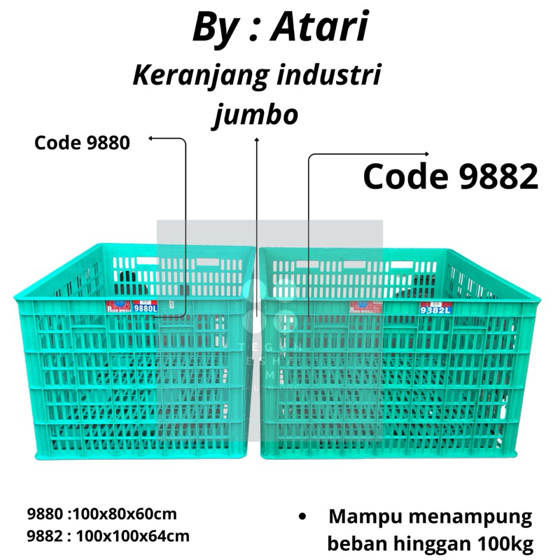 KERANJANG INDUSTRI 9880 LR / 9882 LR CONTAINER INDUSTRI RODA KONTAINER BOX PLASTIK BESAR / KERANJANG