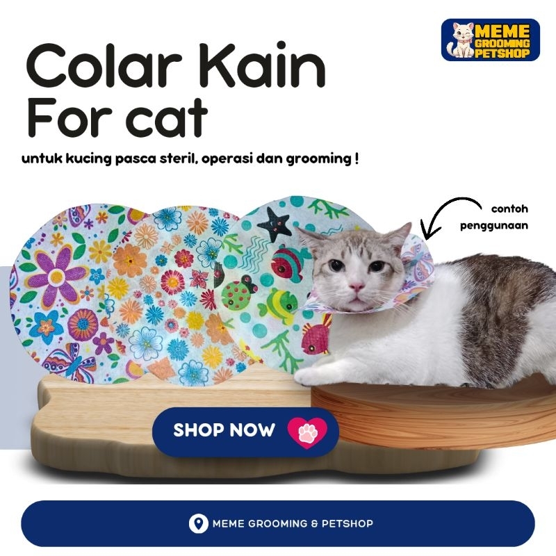 Colar Kucing/Kain Pelindung Kucing Pasca Grooming & Steril