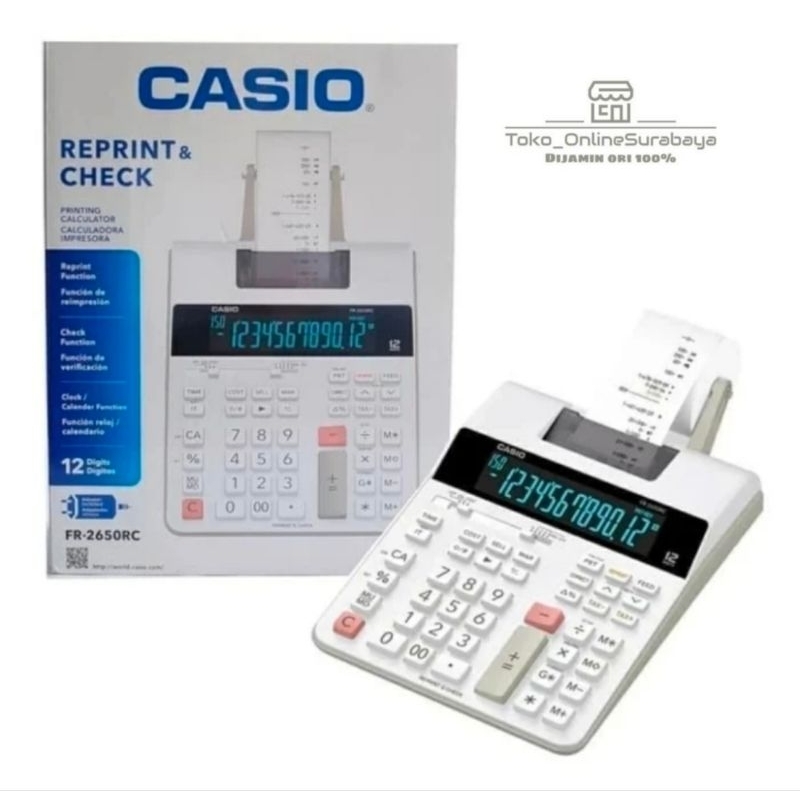 

kalkulator cetak/kasir CASIO FR2650RC 12 digits reprint and check