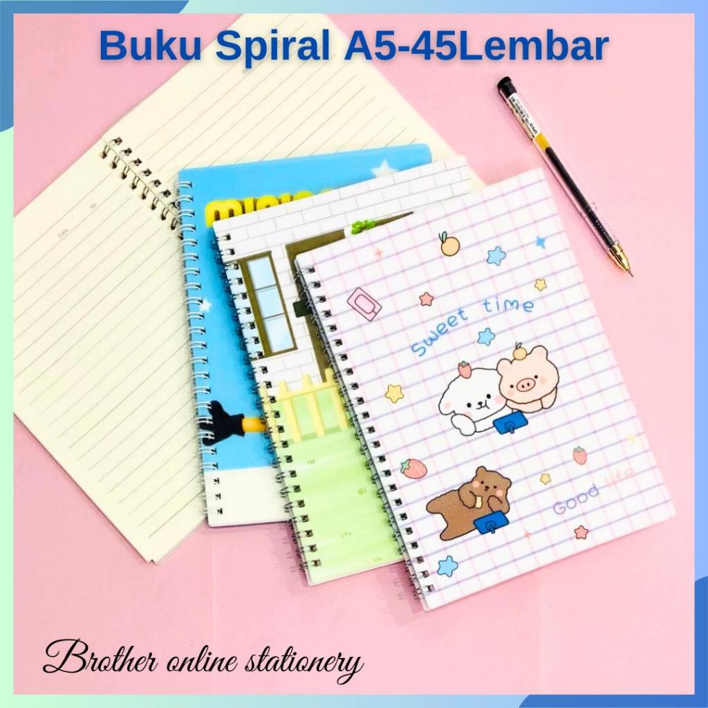 

BOS Buku Spiral A5-45 Lembar/Ring Book/NoteBook/Buku Tulis/Buku Catatan