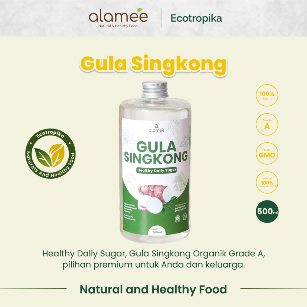 

Gula Singkong Organik Cair Rendah Kalori Pemanis Diet Sweetener Fructose Gluten Free Premium 500 Ml
