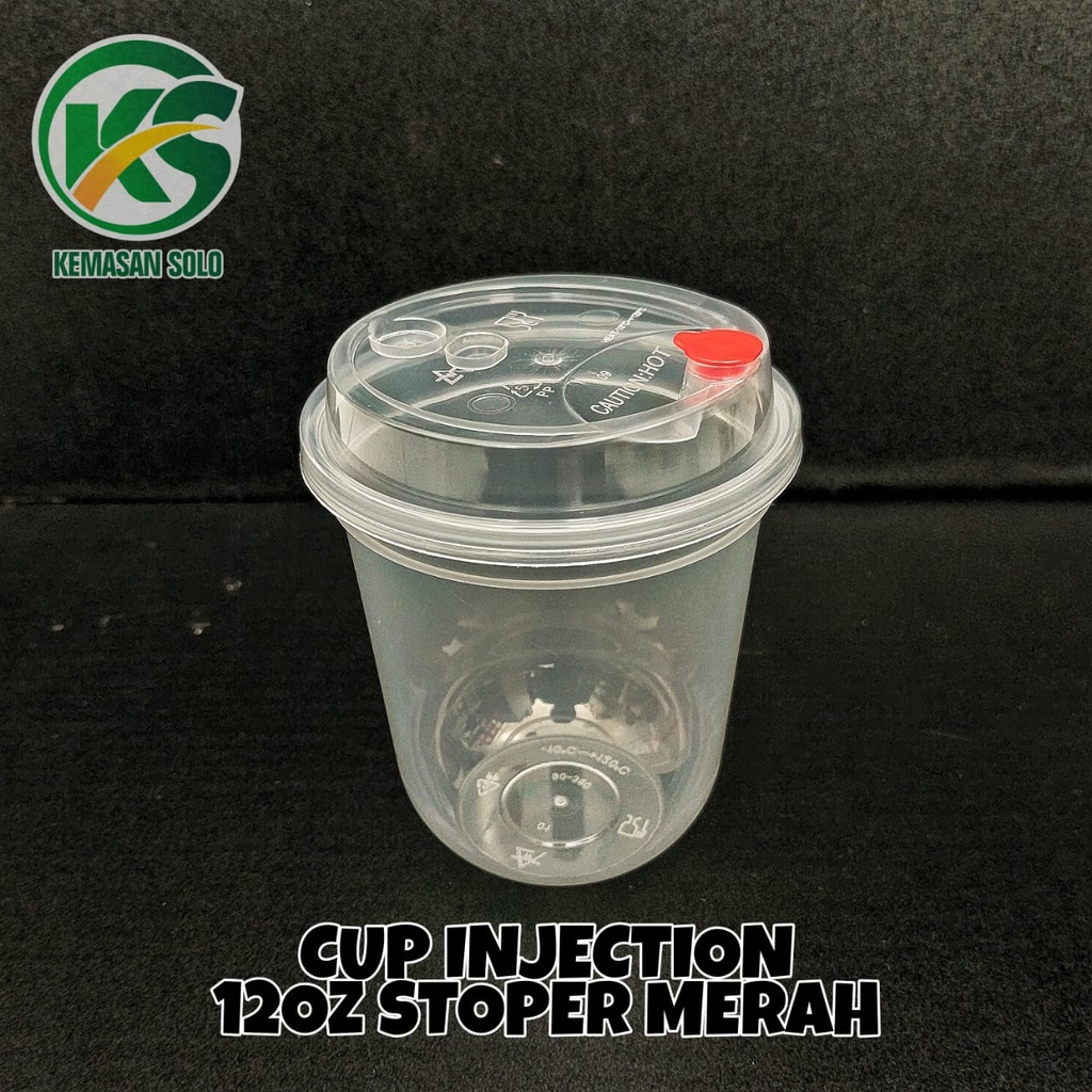 Gelas Thinwall Cup PP Injection 360ml 12oz (Cup+lid+stopper) PREMIUM
