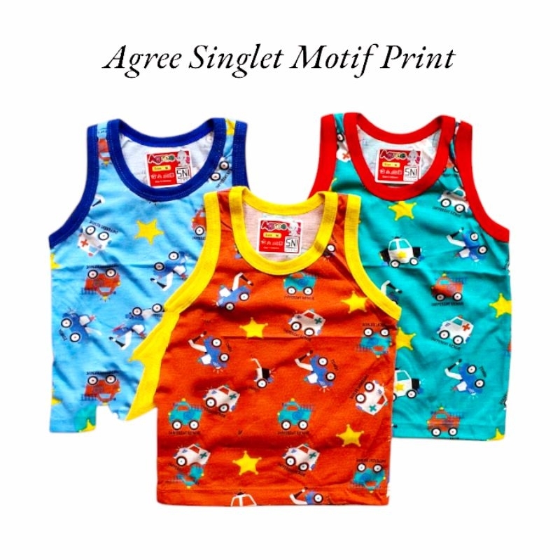 Agree Kids Kaos Singlet Anak Motif Print/Kaos Singlet Agree Kids