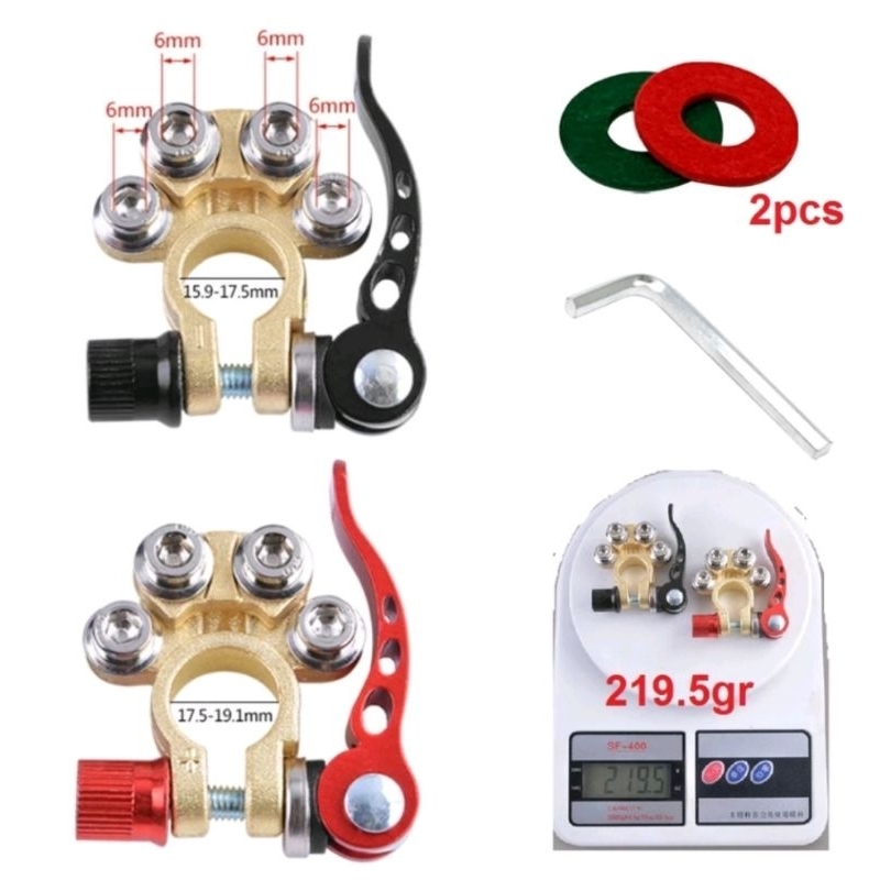 Terminal kepala aki bahan kuningan klem accu mobil tembaga murni klem aki terminal