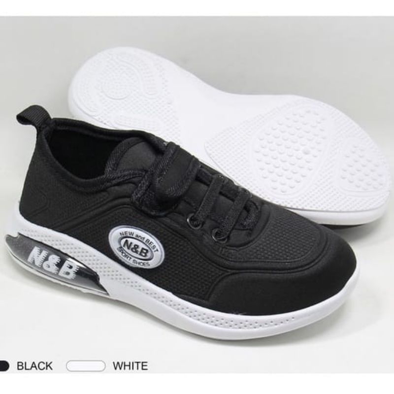 Sepatu sekolah sneaker skate shoes NB New Best Hitam putih anak laki-laki perempuan