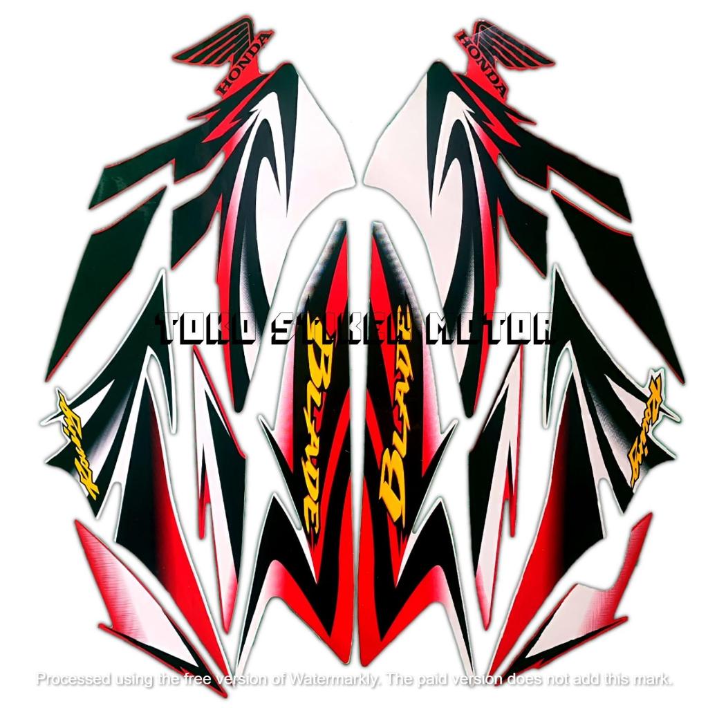 STIKER STRIPING & LIS BODY HONDA BLADE 110 R 2010 2011 PUTIH MERAH STANDAR