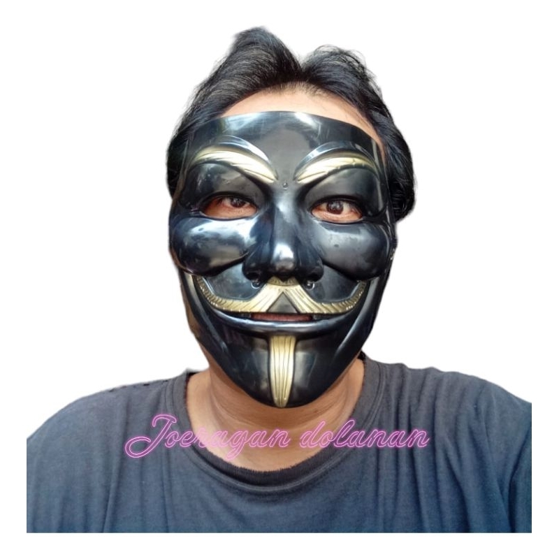 12pc Topeng omnimus hitam, topeng pandeta hitam, topeng hacker hitam