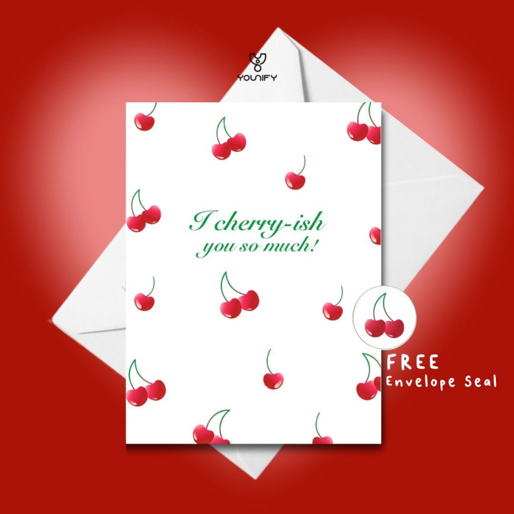 Cherry Birthday Card Envelope Kartu Ucapan Happy Birthday Coquette Aesthetic Younify Love Letter