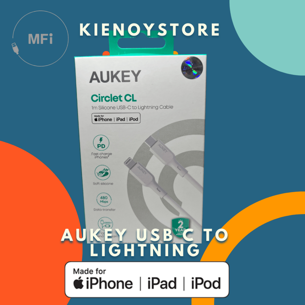 aukey kabel usb c to lightning mfi iphone original