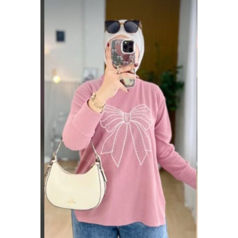 Ready Atasan Top Blouse Lili bordir mutek knit premium high quality