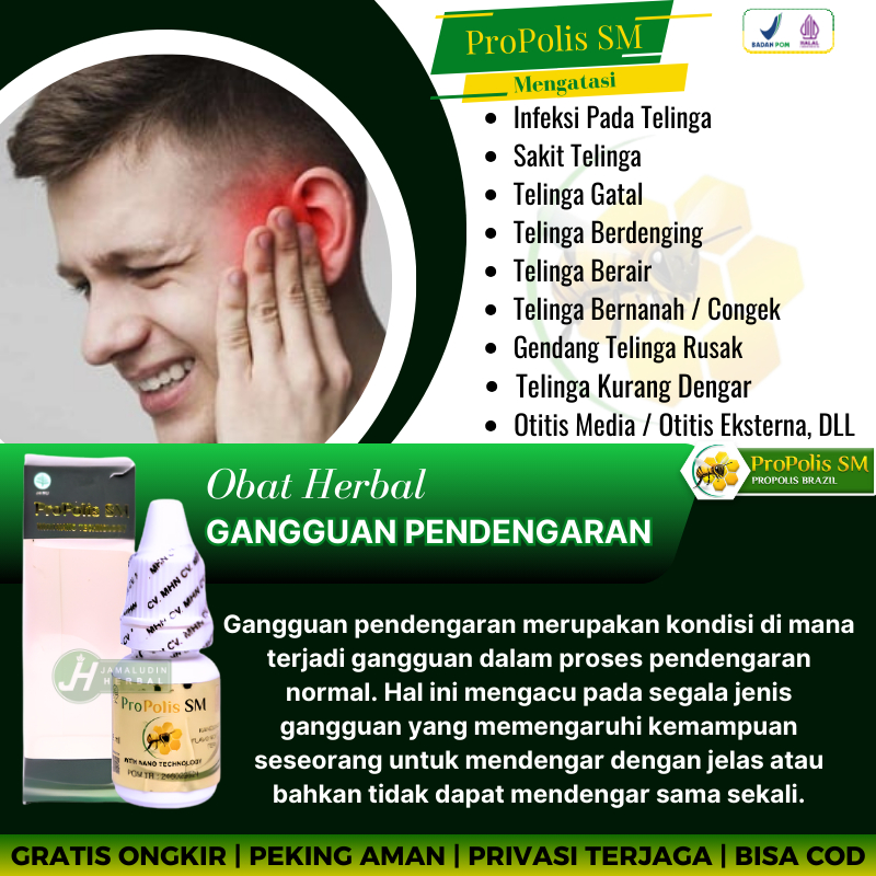 Propolis SM Obat Tetes Telinga Congek Menahun AMAN Untuk Anak /Dewasa / Telinga Bernanah /Berdengung