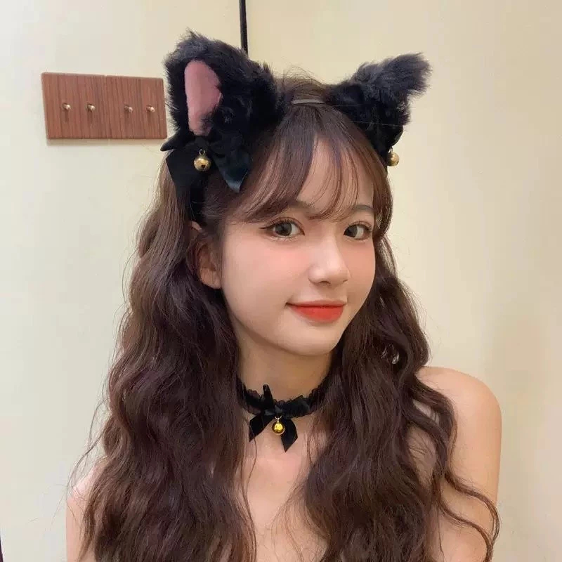 Bando Nekomimi Telinga Kucing Bandana Lonceng Bell Cat Cosplay Headband Anime Wanita Kostum Sexy Kuc