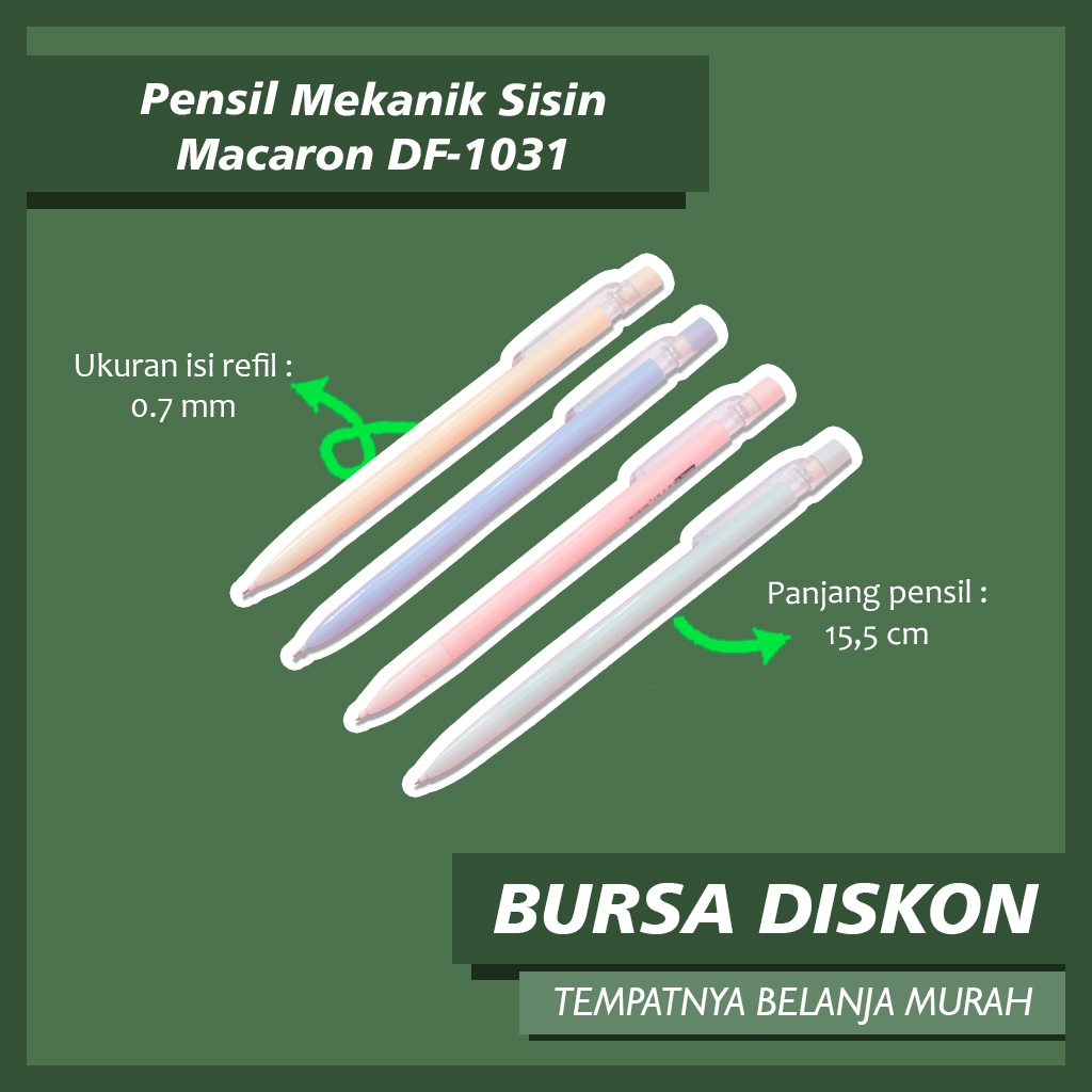 

Pensil Mekanik Sisin Macaron Pastel DF-1031 0.7 mm Pencil Mechanic Cetek Lucu