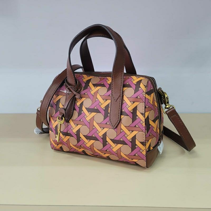 fossil Sydney mini satchel pink stripe