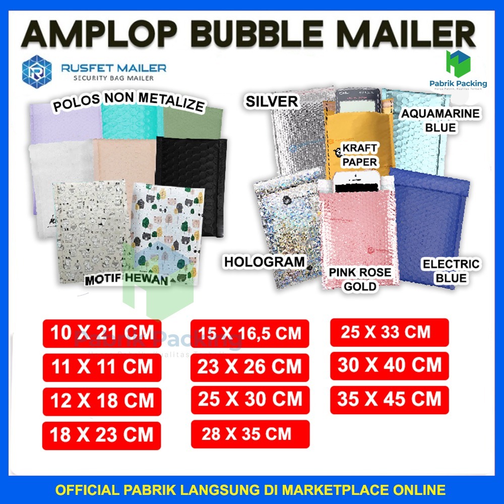 

AMPLOP BUBBLE MAILER RUSFET | SECURITY BAG | POLYBUBBLE PACKING VARIAN