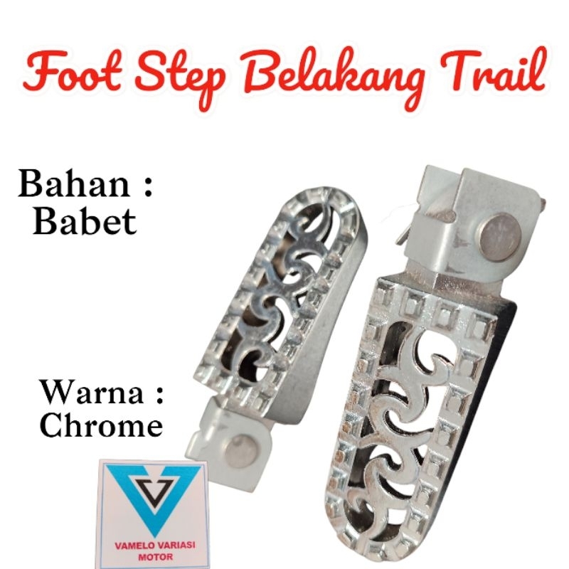 FootStep  Foot Step Belakang Barstep Pijakan Kaki Belakang Model Trail Universal Motor Babet Chrome