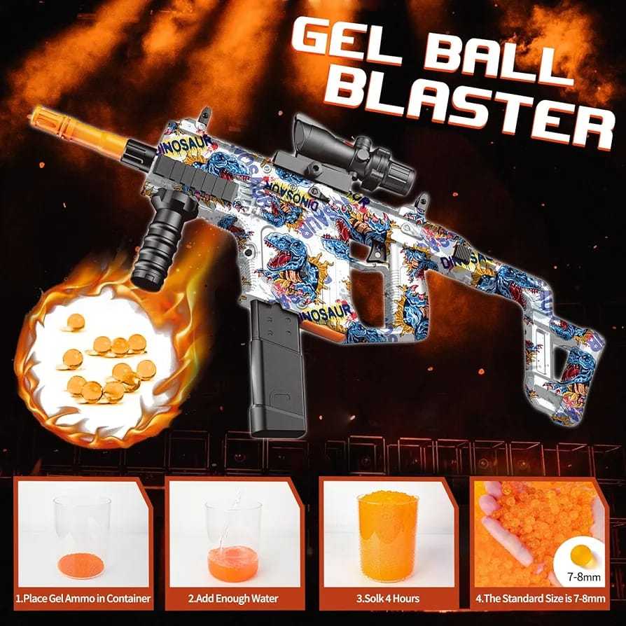 Mainan Tembakan Kriss Vector Gel Ball Blaster Dinosaur Electric Toy Automatic Dual Mode Shooting Wat