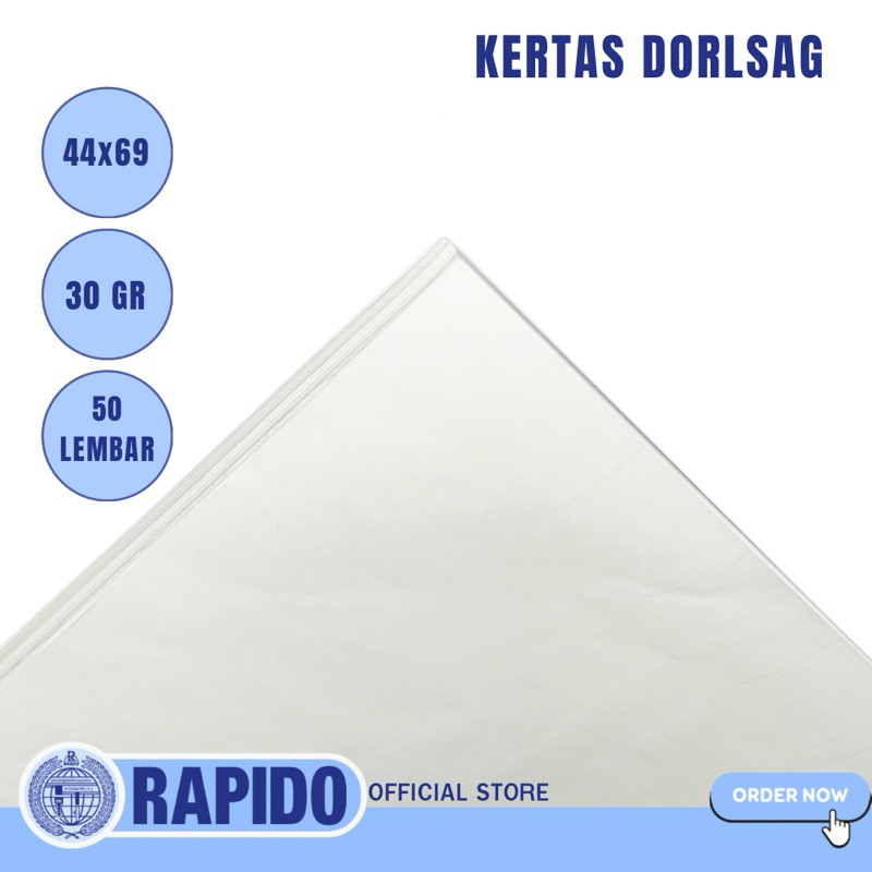 

[ 50 Lembar ] UK 44 X 69 cm KERTAS PACKING BAJU SEPATU DORSLAG 30GR / DORSLAG WRAPING PAPER BESAR