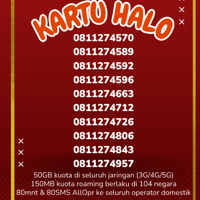 Kuota 50GB  Telkomsel kartu halo 10 digit nomor cantik Nomor langka 26