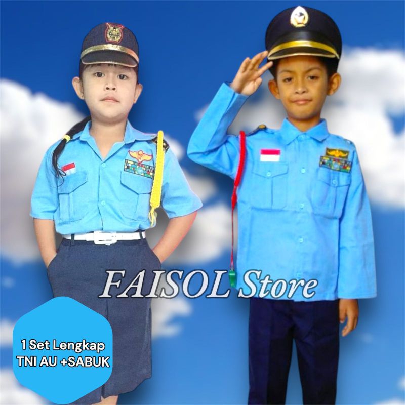 BAJU TNI AU ANAK PUTRA-PUTRI PAUD,TK SD, BAJU TNI AU PUTRA-PUTRI PAUD ,TK,SD , KOSTUM TNI AU ANAK PA