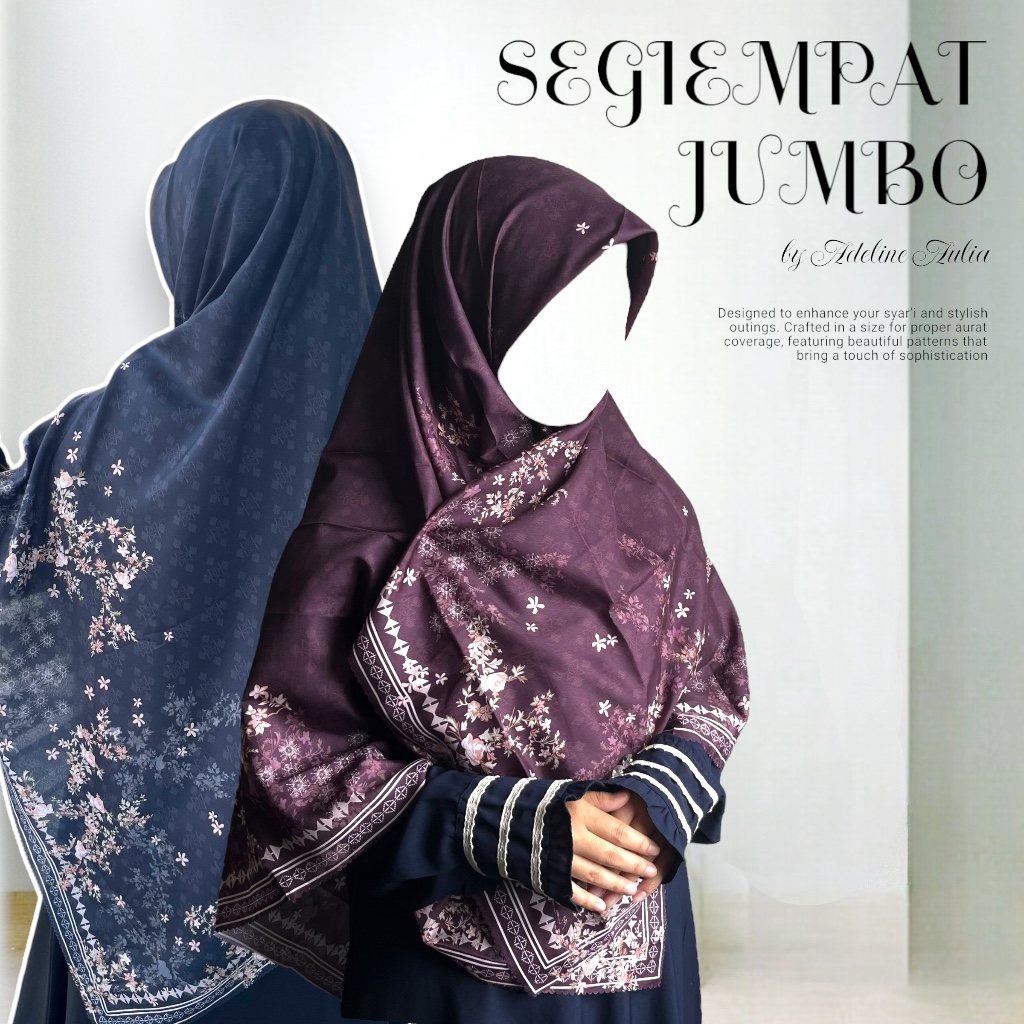 Adeline Aulia Jilbab Hijab Kerudung Segiempat Segi Empat Syari Motif Bunga Jumbo 125
