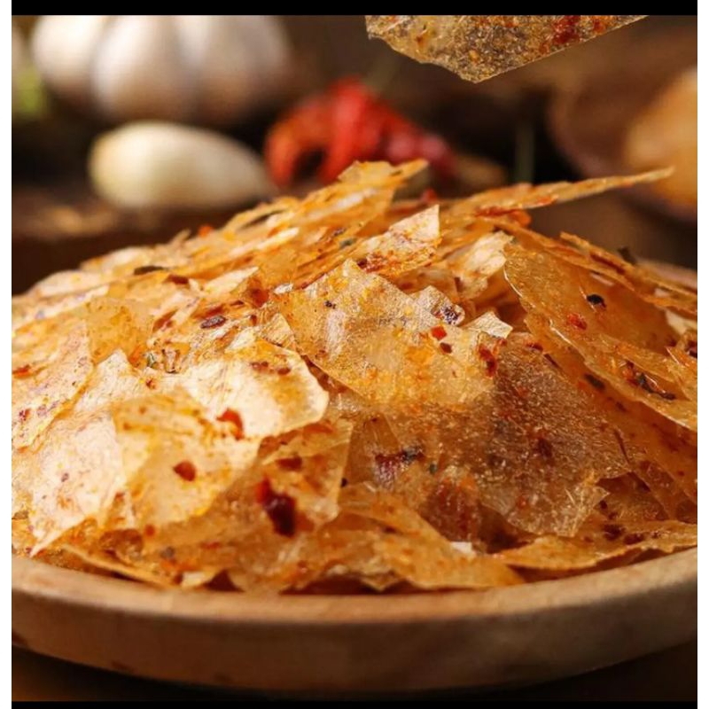 

keripik kaca renyah/kripca/kripik pedas daun jeruk
