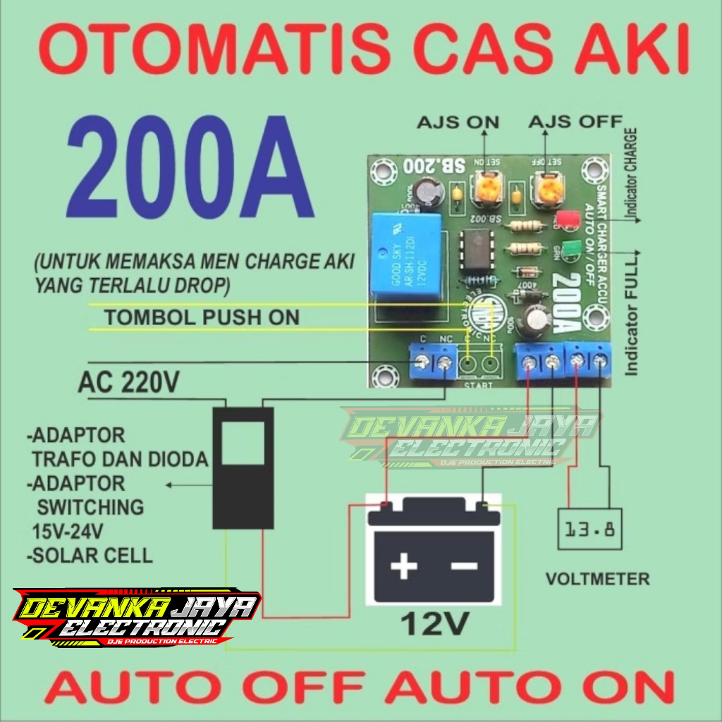 KIT Modul Otomatis Smart Charger Aki Cas Accu Pintar 200A
