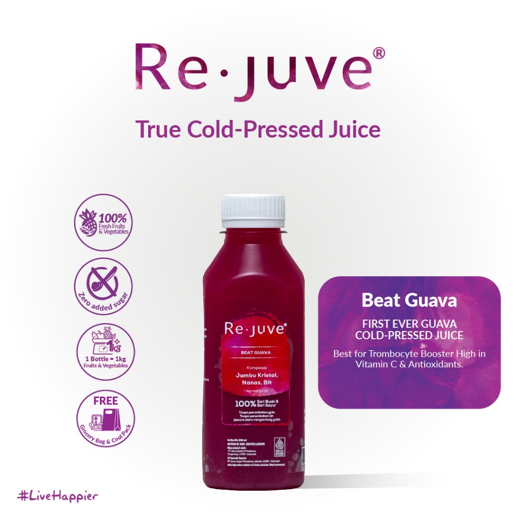 

Re.juve Jkt - Beat Guava 250 ml (Cold-Pressed Juice/ Jus)
