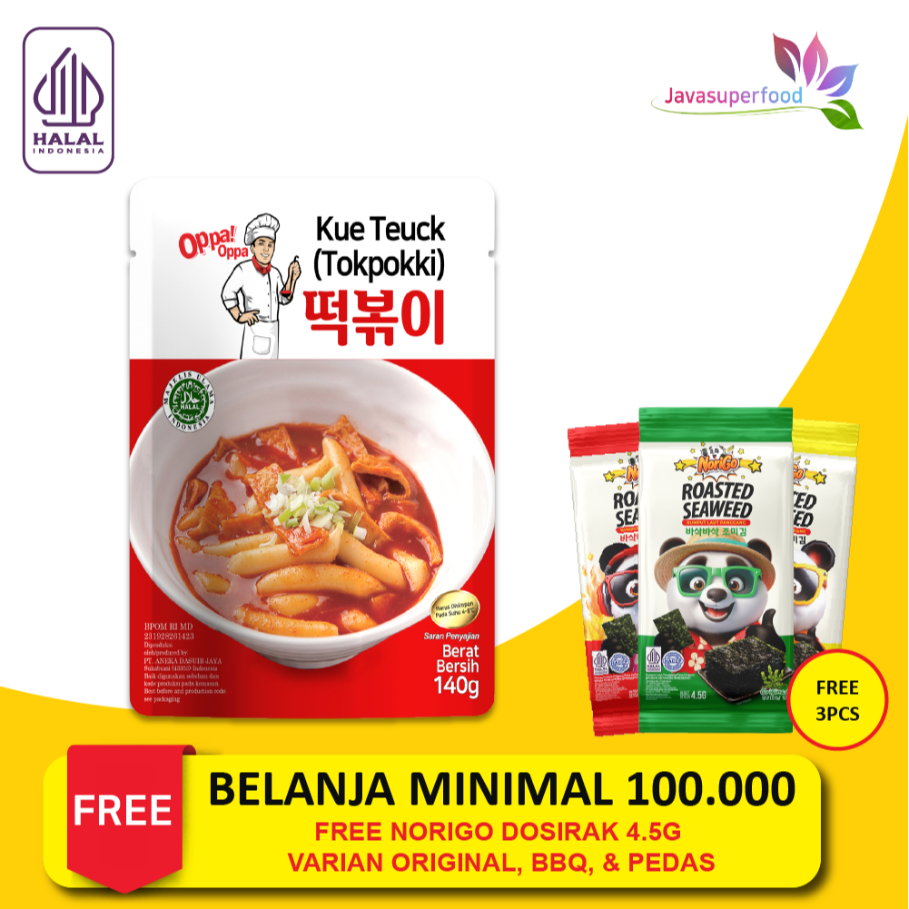 

Paket Tteokbokki tokpokki tokpoki topoki javasuperfood 100g + saus sauce tokpoki 50g instan halal