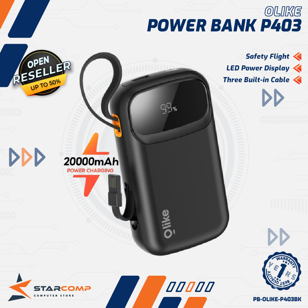 OLIKE P403 POWERBANK 20000MAH WITH CABLE USB+C+L