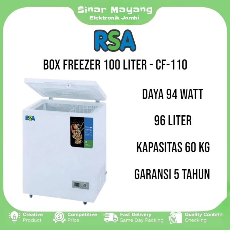 Chest Freezer RSA CF-110/ Box Freezer RSA 100 Liter/ Garansi Resmi RSA